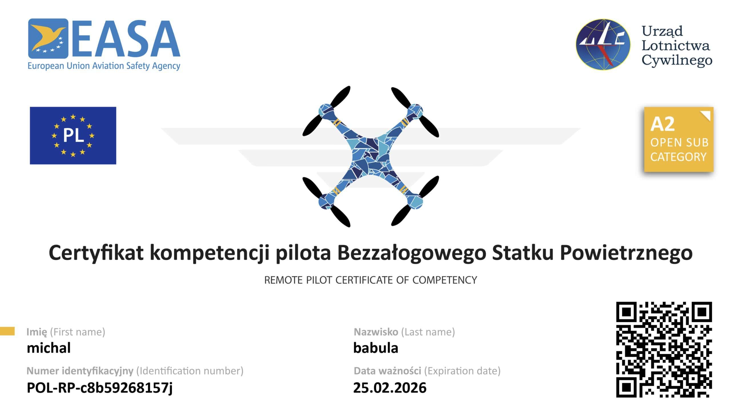 Licencia Piloto de Dron Profesional A2 Babula Shots RD